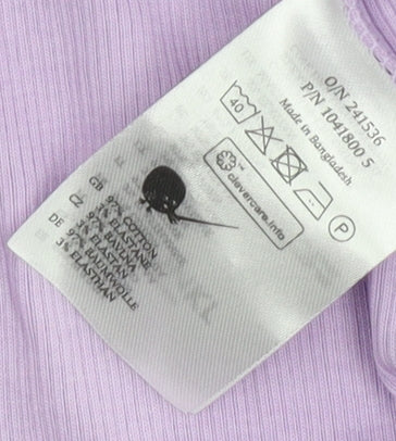 Monki Women's Purple Cropped T-Shirt V-Neck Size 12