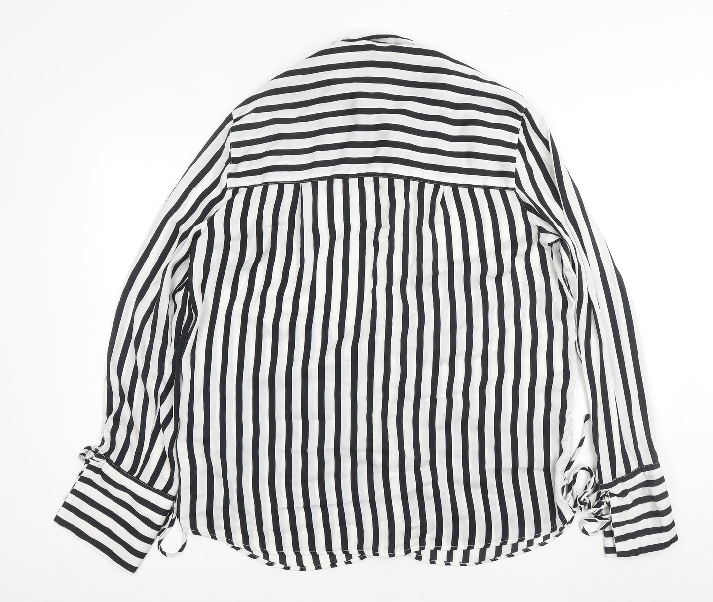 Topshop Women's Black Striped Button-Up Shirt Size 16
