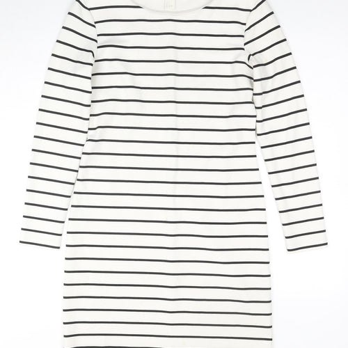 H&M Women's White Striped Shift Dress S