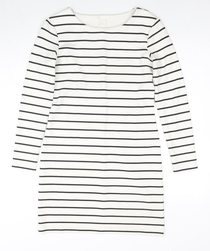 H&M Women's White Striped Shift Dress S