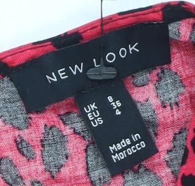 New Look Women's Red Animal Print Shift Dress Size 8
