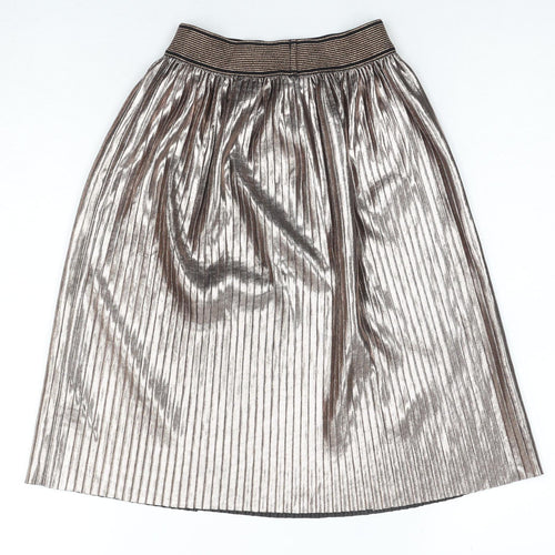 Next Women Silver Pleated Midi Skirt