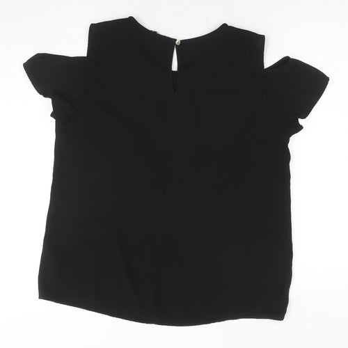 Oasis Women's Black Cold Shoulder Blouse UK 14
