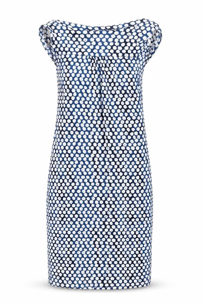 H&M Women's Blue Polka Dot Round Neck Dress XS