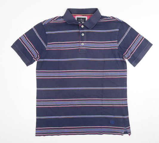 Marks and Spencer Men's Blue M Striped Polo Short Sleeve