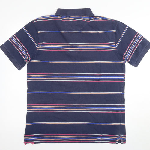 Marks and Spencer Men's Blue M Striped Polo Short Sleeve