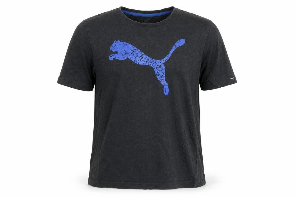 Front view of Puma Men's Black Graphic Logo T-Shirt -, size S