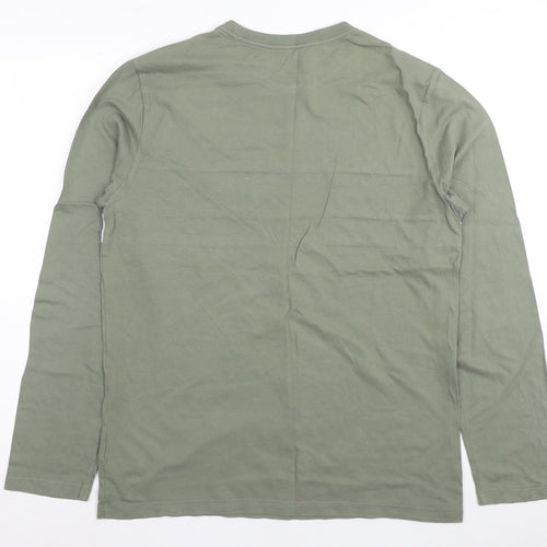 Gap Men's Green Colourblock Long Sleeve T-Shirt M