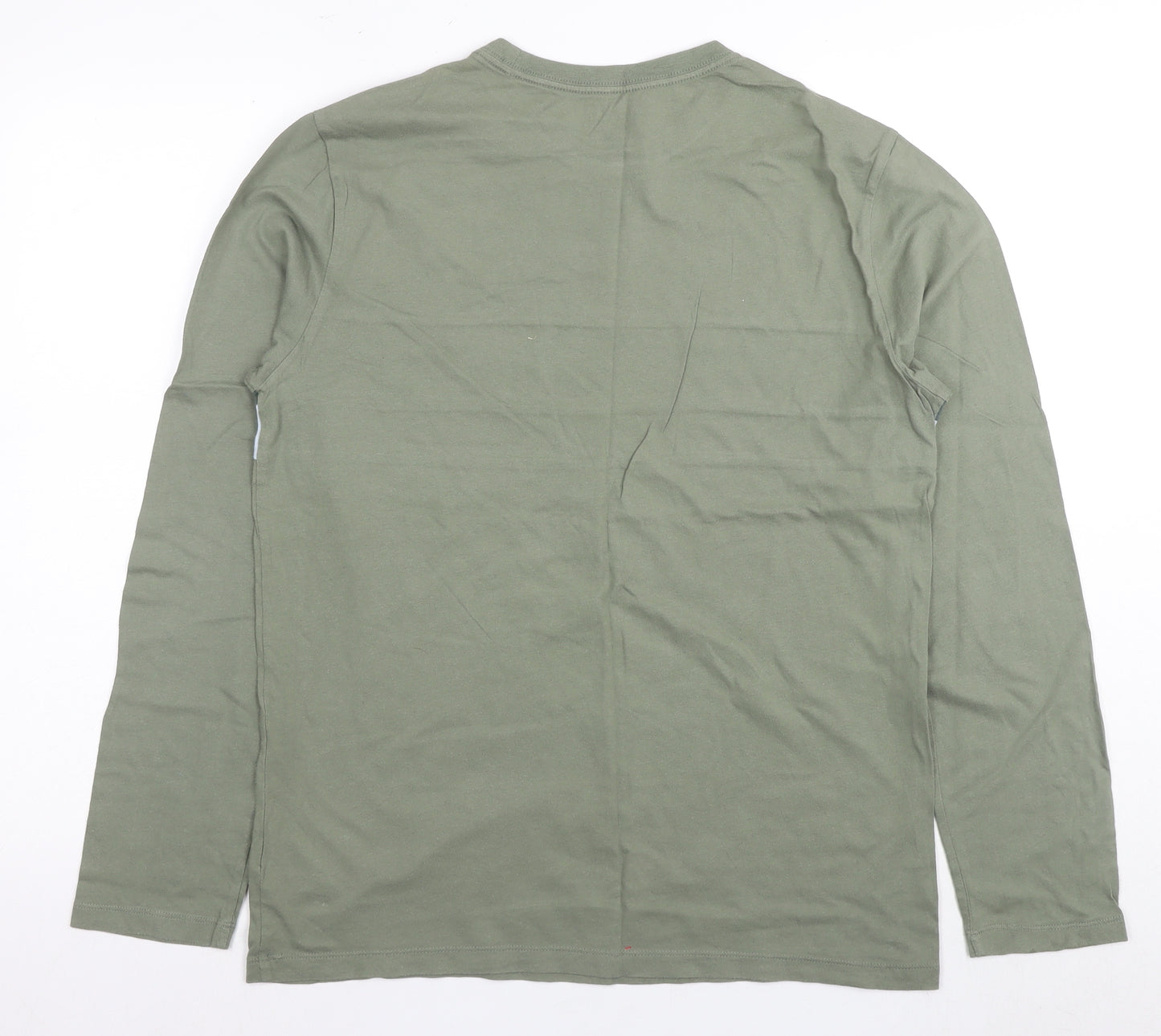 Gap Men's Green Colourblock Long Sleeve T-Shirt M