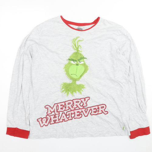 Grinch Men's Grey Red Pyjama Top M Christmas