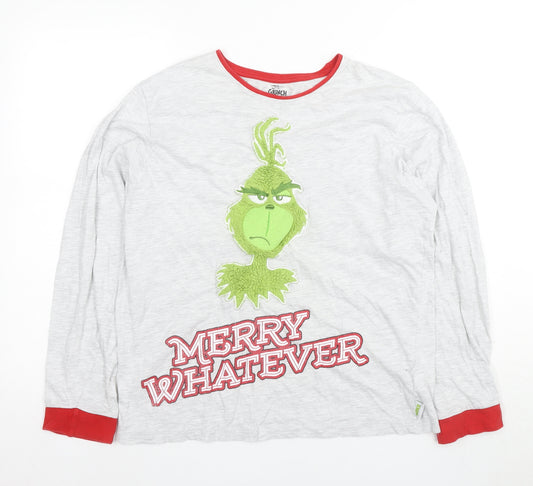 Grinch Men's Grey Red Pyjama Top M Christmas