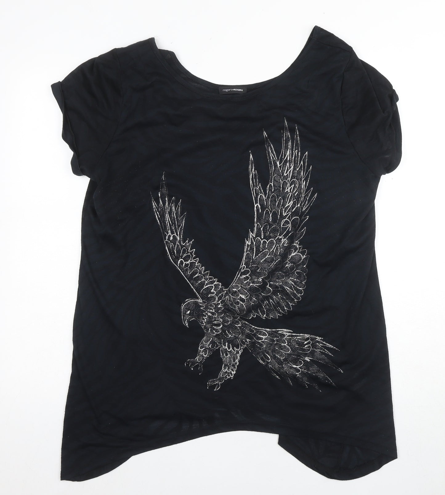 rogers+ROGERS Women's Black Embroidered T-Shirt Size 20
