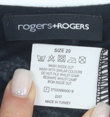 rogers+ROGERS Women's Black Embroidered T-Shirt Size 20