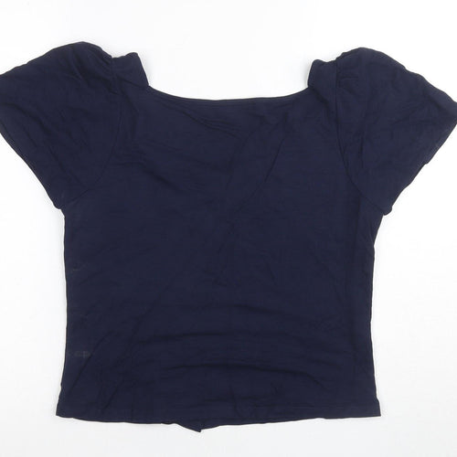 Warehouse Women's Blue Button-Up Square Neck Top