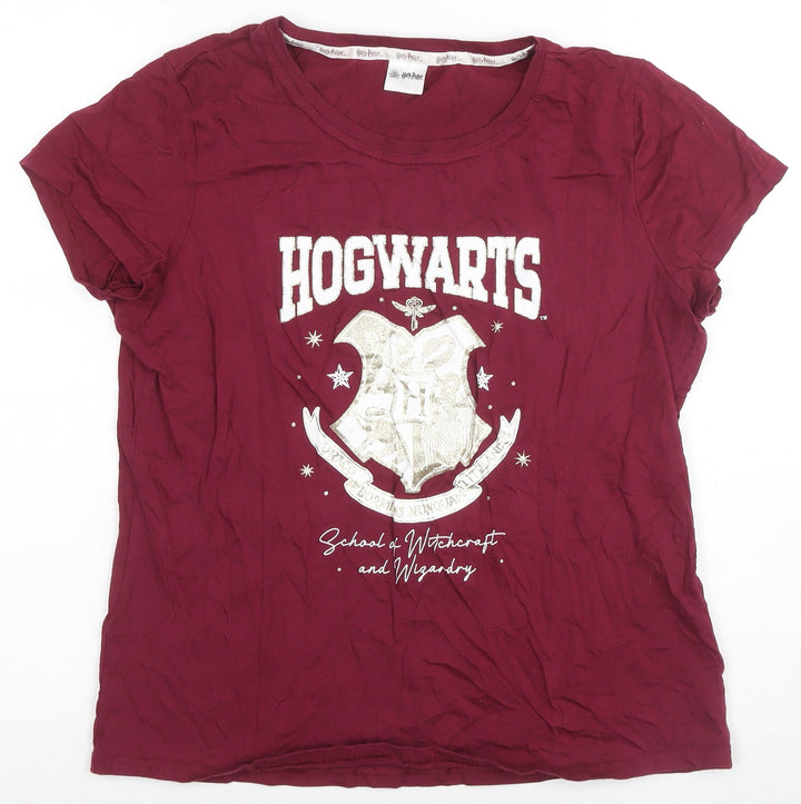 Harry Potter Women's Red Hogwarts Pyjama Top Size 8-10