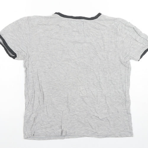 Pull & Bear Women's Grey Ringer T-Shirt, Size S
