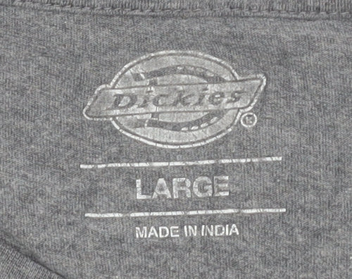 Dickies Men's Grey L Crew Neck T-Shirt, 100% Cotton