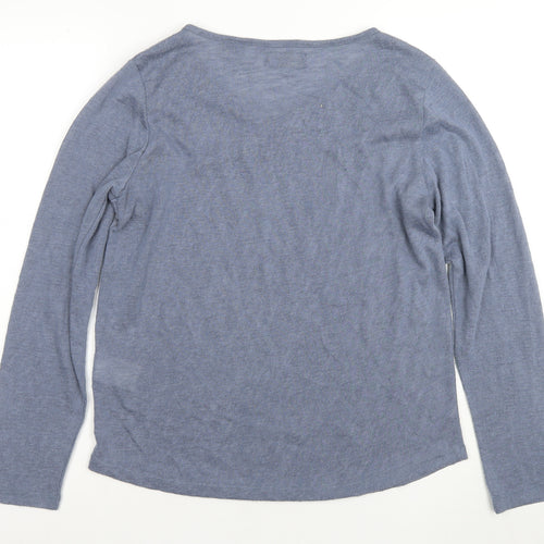 Superdry Women's Blue Long Sleeve Blouse UK 14 Lace Accent