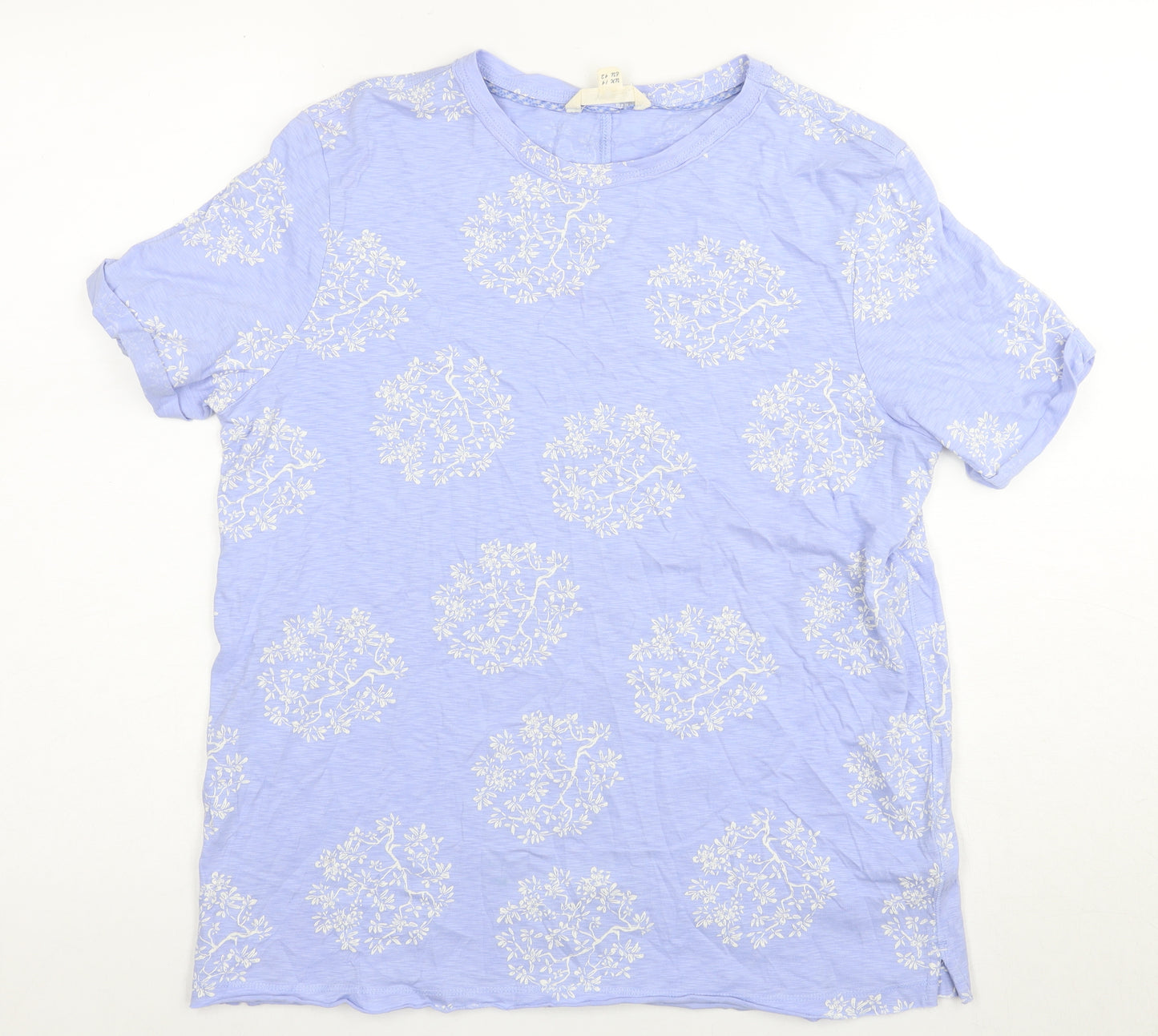 White Stuff Women's Blue Floral T-Shirt, Size 14