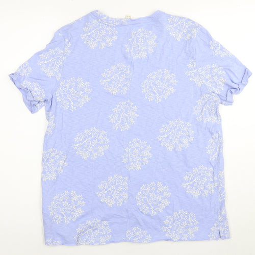 White Stuff Women's Blue Floral T-Shirt, Size 14