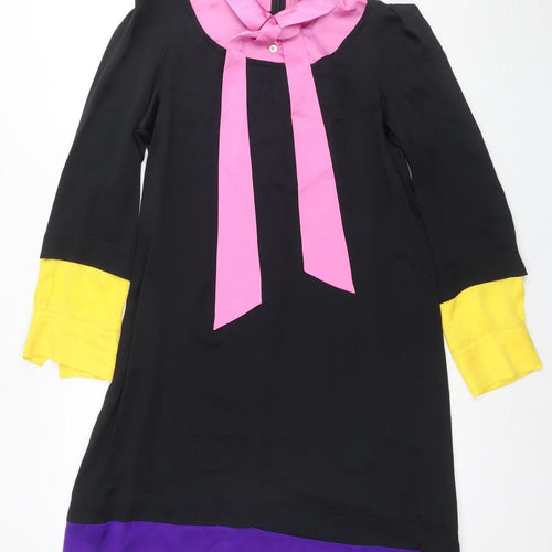 Sonia Rykiel Women's Black Silk Colourblock Shift Dress Size 12