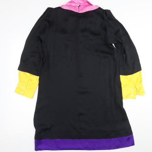 Sonia Rykiel Women's Black Silk Colourblock Shift Dress Size 12