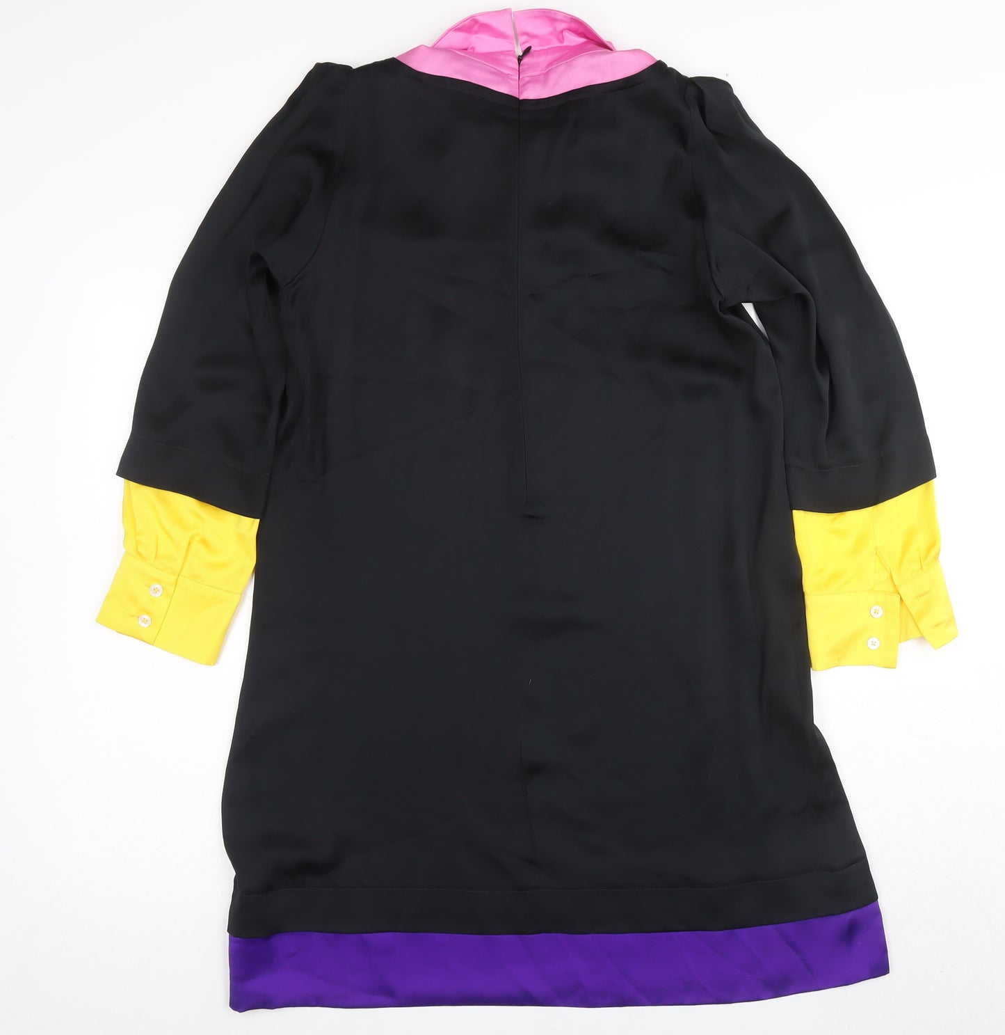 Sonia Rykiel Women's Black Silk Colourblock Shift Dress Size 12
