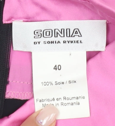 Sonia Rykiel Women's Black Silk Colourblock Shift Dress Size 12