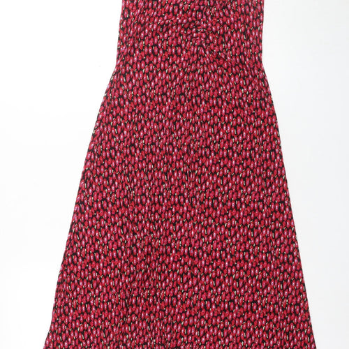 MNG Women's Red Floral Slip Dress Size 8 V-Neck Casual