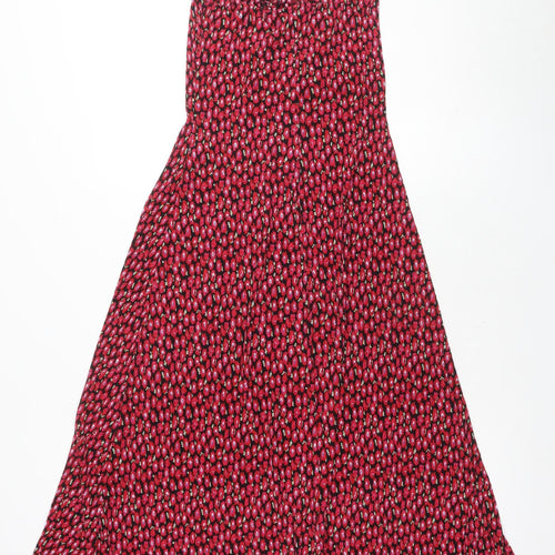 MNG Women's Red Floral Slip Dress Size 8 V-Neck Casual