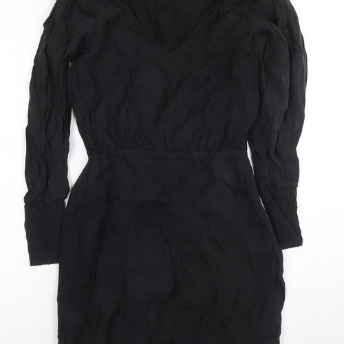 ZARA Black Bodycon Dress Women Size 8 Party V-Neck