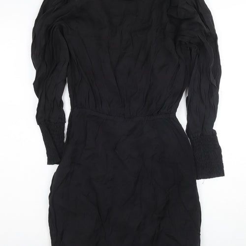 ZARA Black Bodycon Dress Women Size 8 Party V-Neck