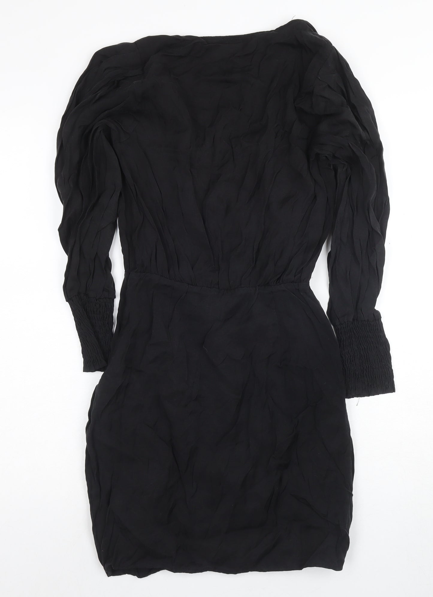 ZARA Black Bodycon Dress Women Size 8 Party V-Neck