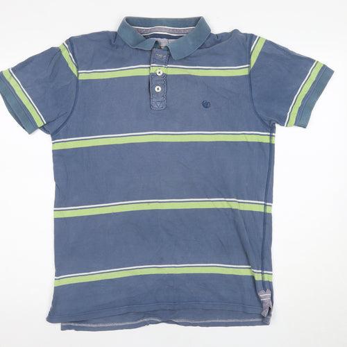 Fat Face Men's Blue Striped Polo Shirt Medium
