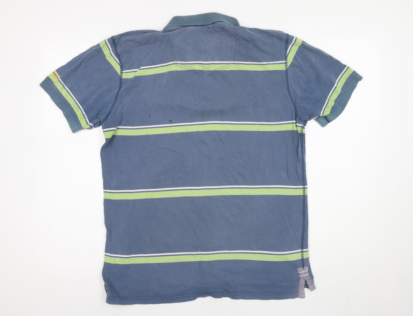 Fat Face Men's Blue Striped Polo Shirt Medium