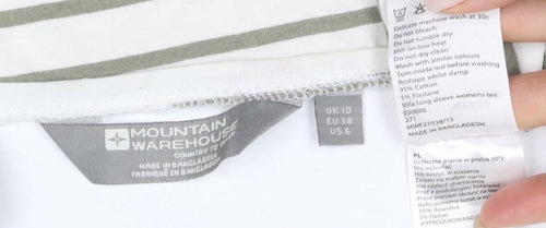 Mountain Warehouse Women's White Striped T-Shirt Long Sleeve