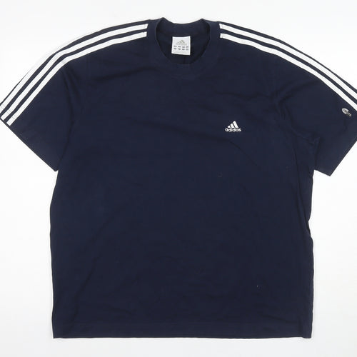 adidas Men's XL Blue Crew Neck Logo T-Shirt