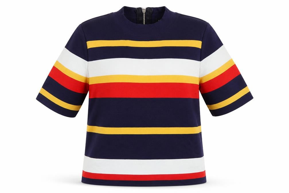 Front view of Marks & Spencer Women's Multicoloured Striped T-Shirt