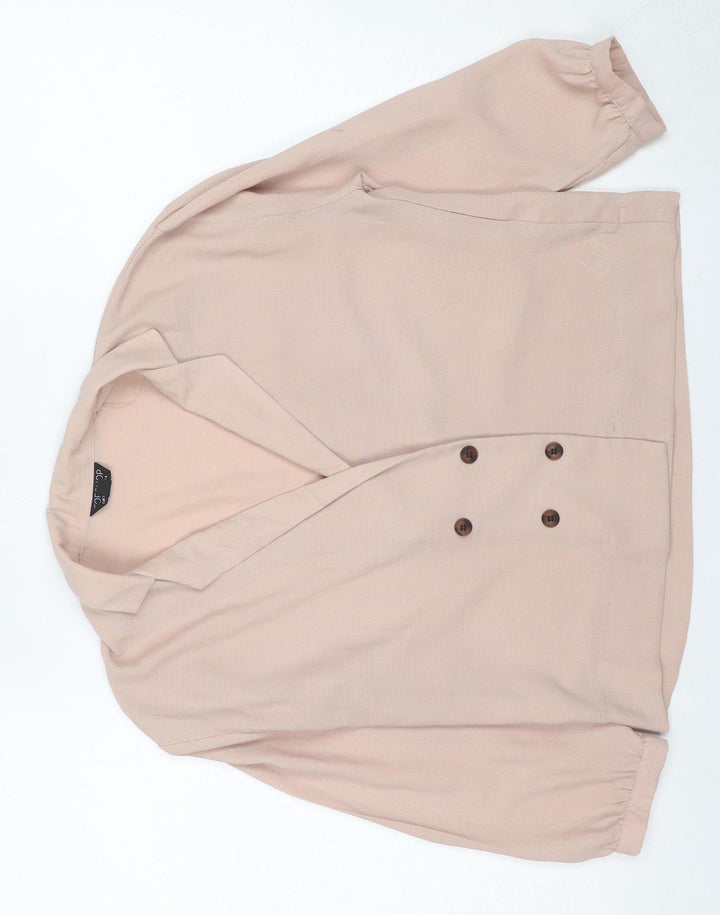 Topshop Women's Beige Wrap Blouse Size 4