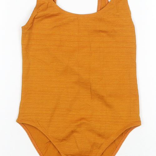 Topshop Women’s Orange Bodysuit, Size 10, Sleeveless, Slim Fit