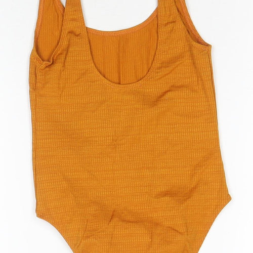 Topshop Women’s Orange Bodysuit, Size 10, Sleeveless, Slim Fit