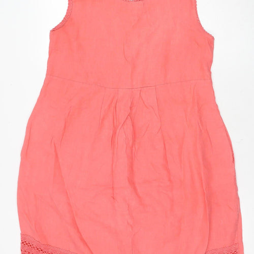 Made in Italy Women's Pink Linen Shift Dress, Size S