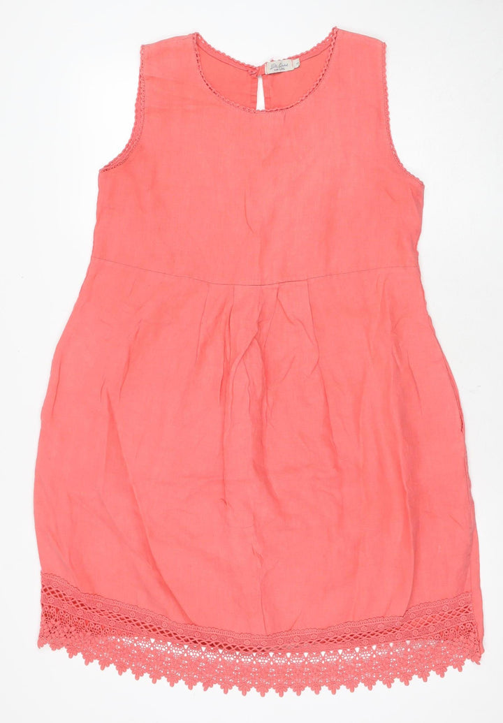 Made in Italy Women's Pink Linen Shift Dress, Size S