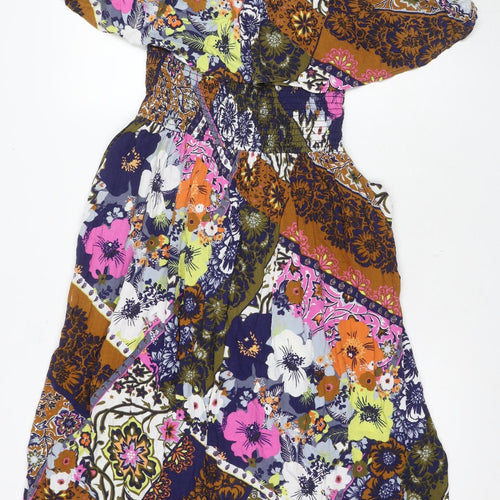 Next Women's Multicoloured Floral A-Line Dress Size 14