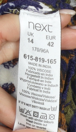 Next Women's Multicoloured Floral A-Line Dress Size 14