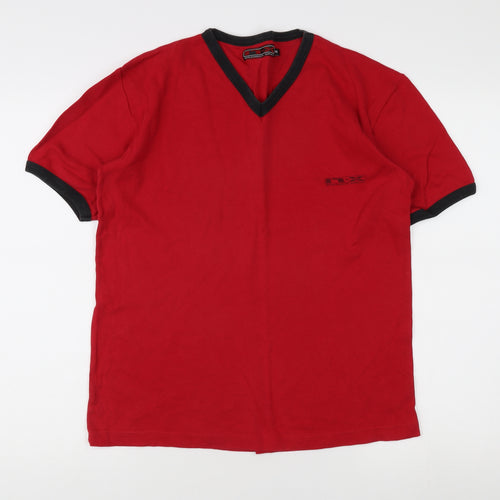 n-x Men's Red V-Neck Short Sleeve T-Shirt, M