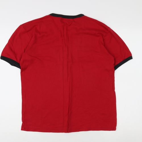 n-x Men's Red V-Neck Short Sleeve T-Shirt, M