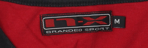 n-x Men's Red V-Neck Short Sleeve T-Shirt, M