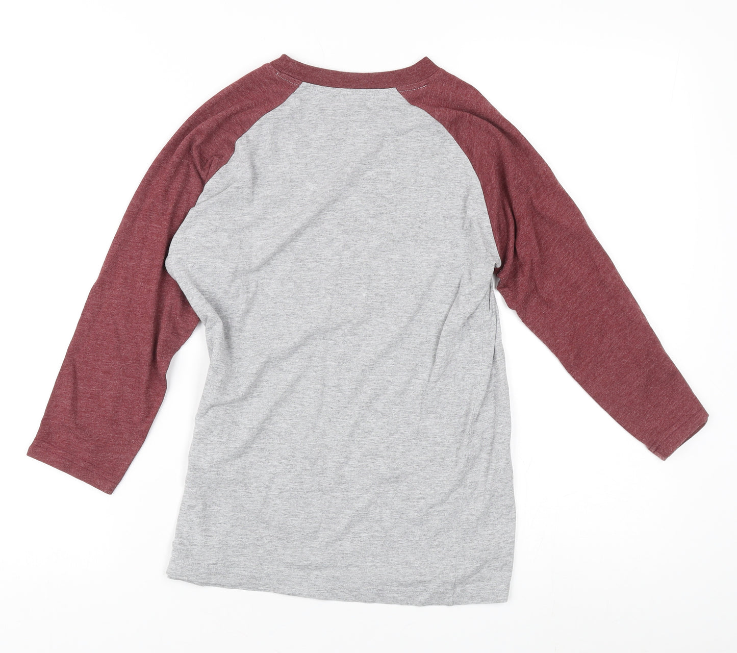 Vans Boys Red Grey 3/4 Sleeve Logo T-Shirt Size M