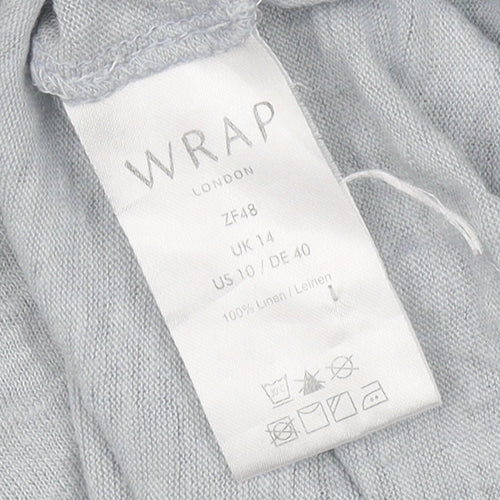 Wrap London Grey Linen Women's 3/4 Sleeve Top
